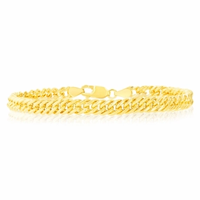 9ct Yellow Gold Silverfilled Double Conclave 120 Gauge Curb 21cm Bracelet