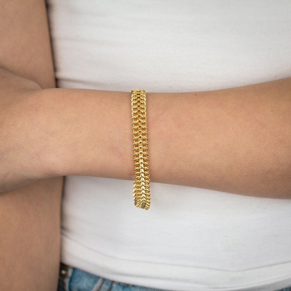 9ct Yellow Gold Silverfilled Fancy 120Gauge Arrow 19cm Bracelet