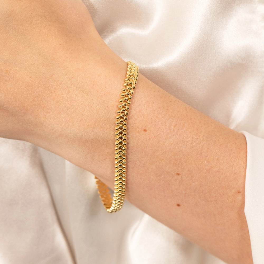 9ct Yellow Gold Silverfilled Fancy 19cm Bracelet