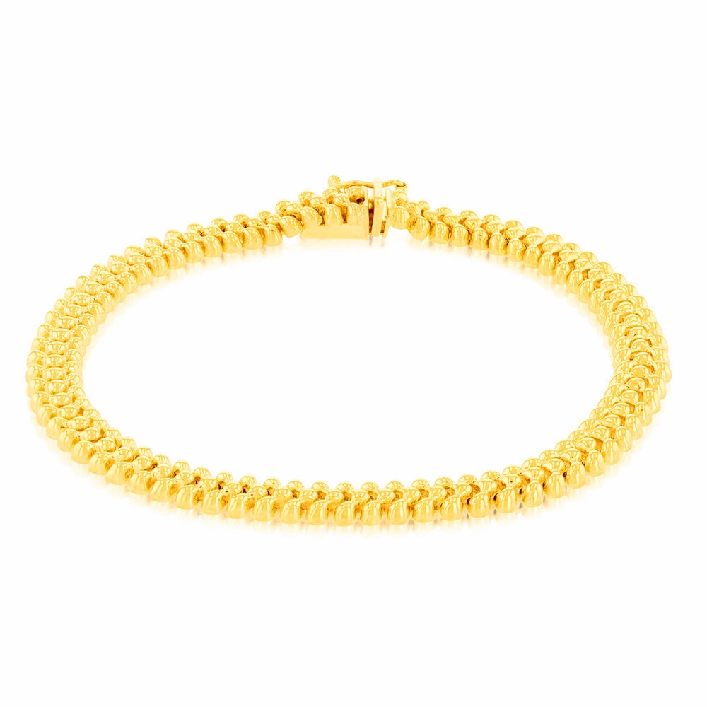 9ct Yellow Gold Silverfilled Fancy 19cm Bracelet