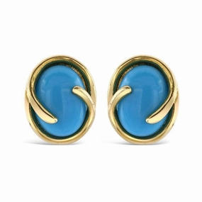9ct Yellow Gold Turquoise Stud Earrings