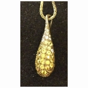 9ct Yellow Gold Yellow Sapphire and Diamond Set Pendant