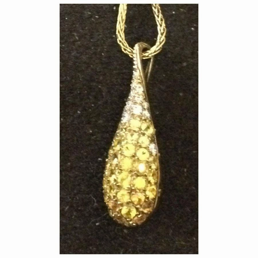 9ct Yellow Gold Yellow Sapphire and Diamond Set Pendant