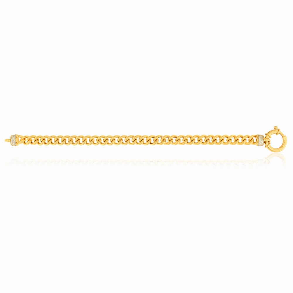 9ct Yellow Gold Zirconia Curb Bracelet