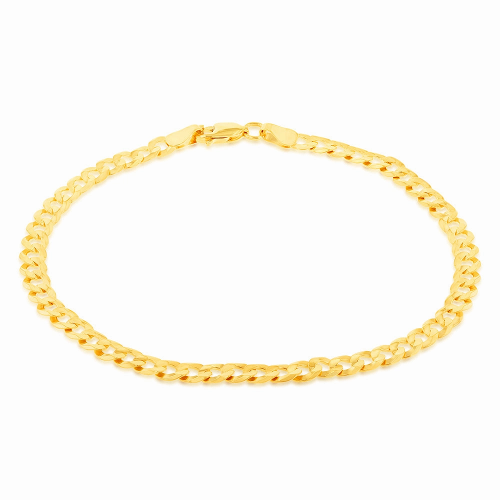 9ct Yellow Solid Gold Fancy 120 Gauge 21cm Bracelet