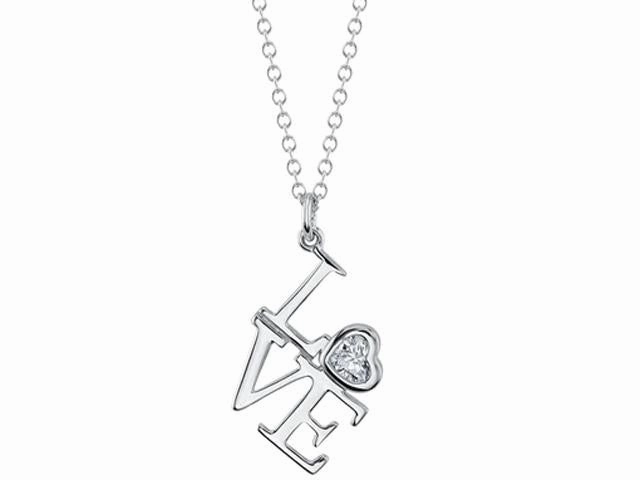 "Love" Necklace with Bezel Set Diamond