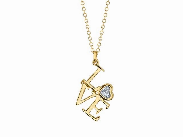 "Love" Necklace with Bezel Set Diamond
