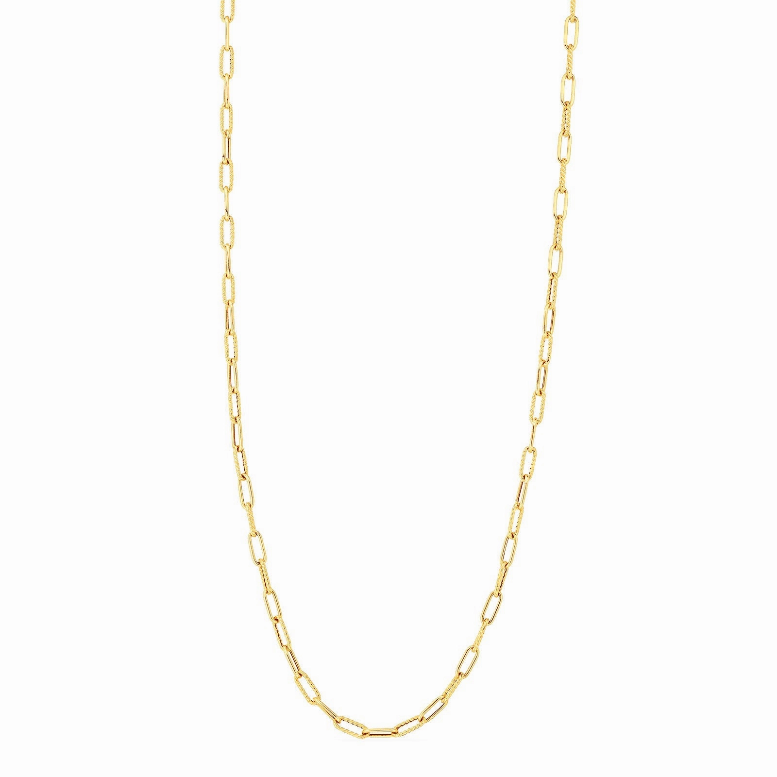Alternating Polished and Fluted Paperclip Link Necklace (22 inches)