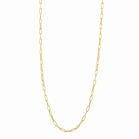 Alternating Polished and Fluted Paperclip Link Necklace (22 inches)