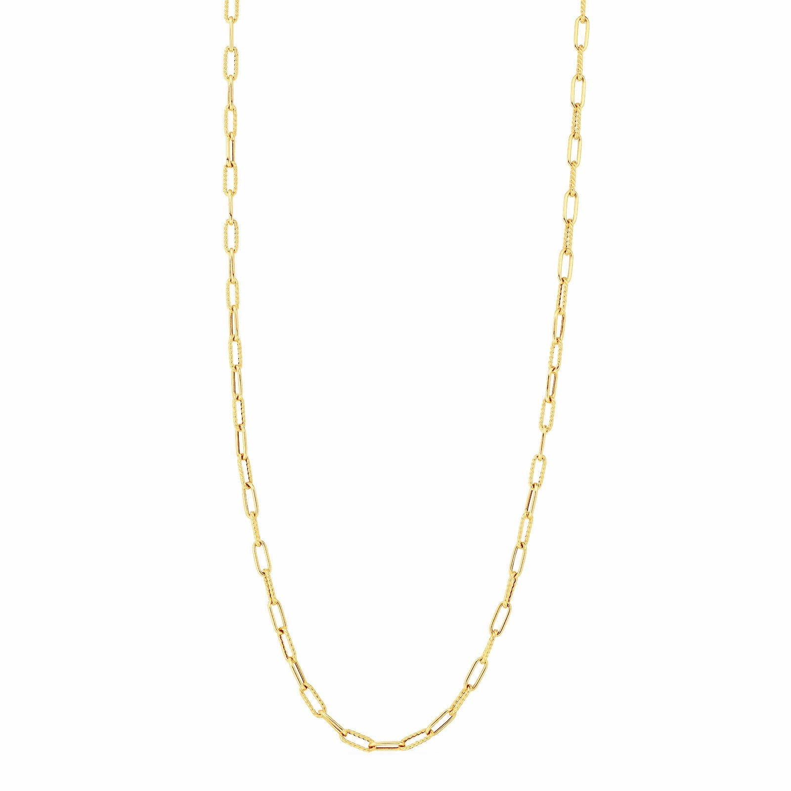 Alternating Polished and Fluted Paperclip Link Necklace (22 inches)