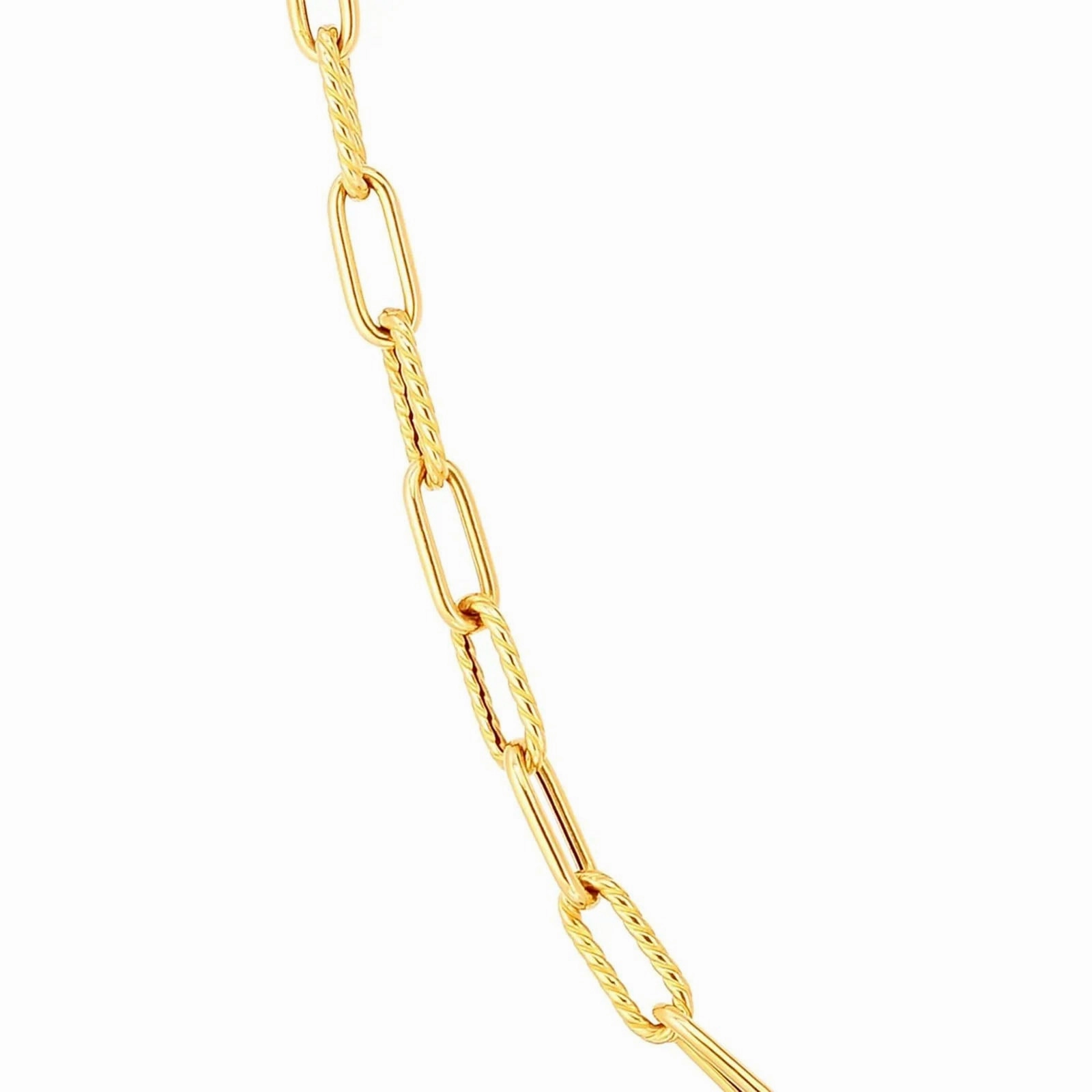 Alternating Polished and Fluted Paperclip Link Necklace (22 inches)