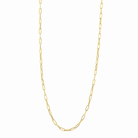 Alternating Polished and Fluted Paperclip Link Necklace (22 inches)
