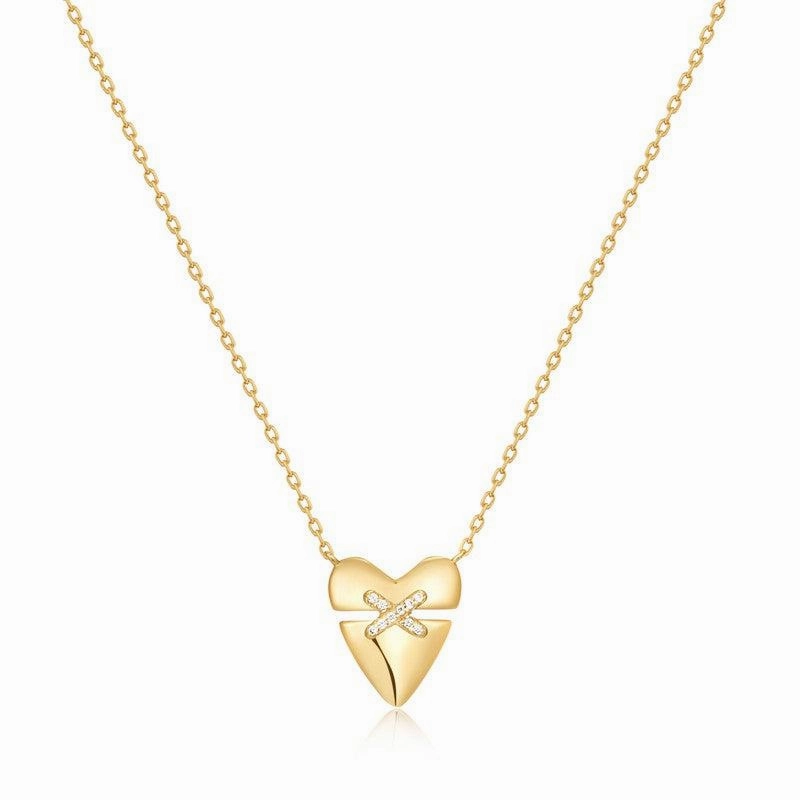 Ania Haie Gold Heart Kiss Pave Necklace