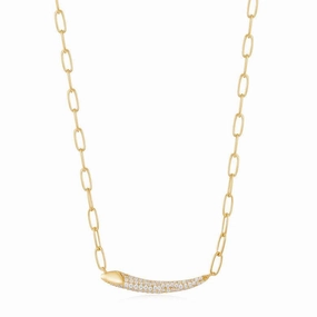 Ania Haie Gold Pave Bar Chain Necklace