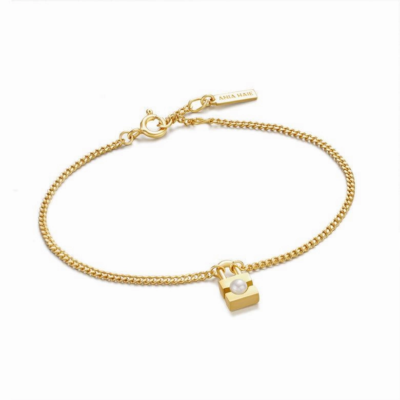 Ania Haie Gold Pearl Padlock Bracelet