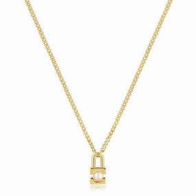 Ania Haie Gold Pearl Padlock Necklace