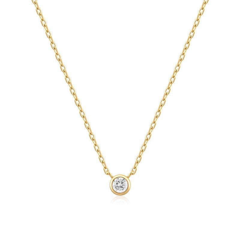Ania Haie Gold Round Solitaire Cubic Zirconia Necklace