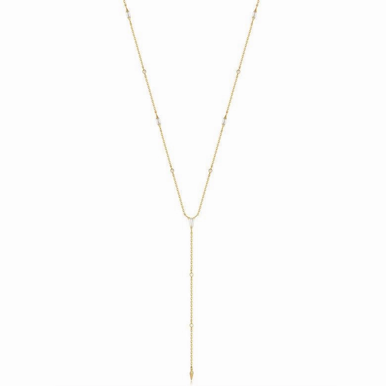 Ania Haie Gold Sparkle Point Y Necklace