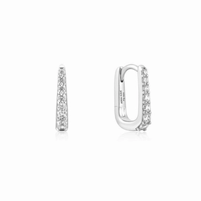Ania Haie Silver Oval Pave Huggies