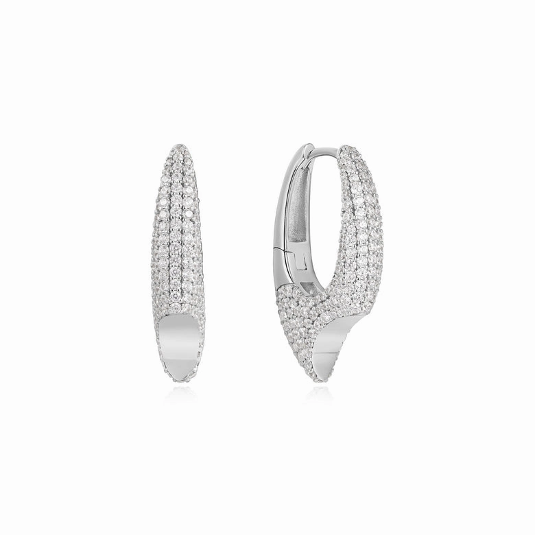 Ania Haie Silver Pave Arrow Hoop Earrings