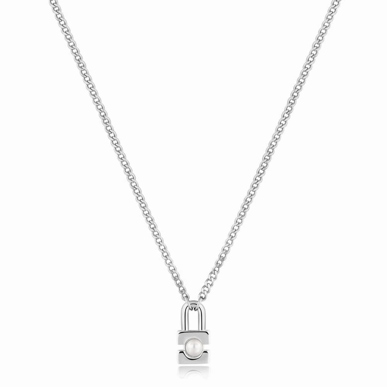 Ania Haie Silver Pearl Padlock Necklace