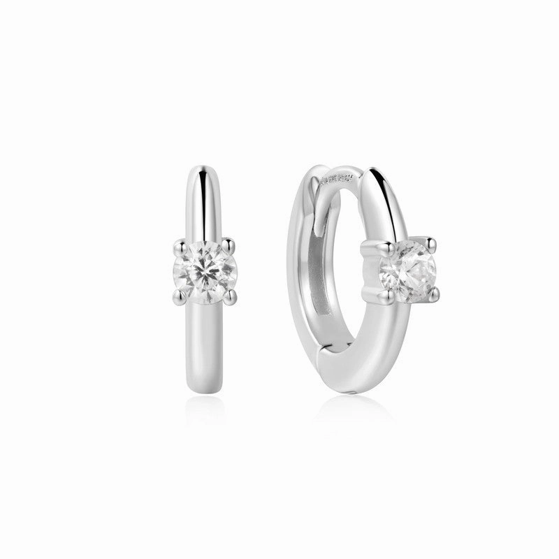 Ania Haie Silver Solitaire Cubic Zirconia Mini Huggies