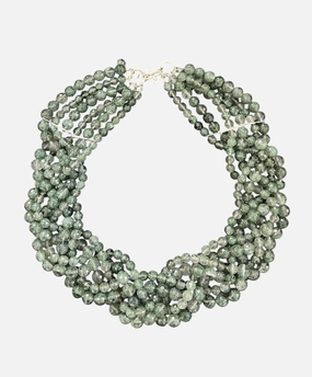 ANN LIGHTFOOT - FACETED GREEN QUARTZ BRAIDED COLLIER NECKLACE
