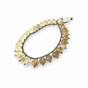 ANN LIGHTFOOT - PALE YELLOW QUARTZ DROPLET FAN NECKLACE