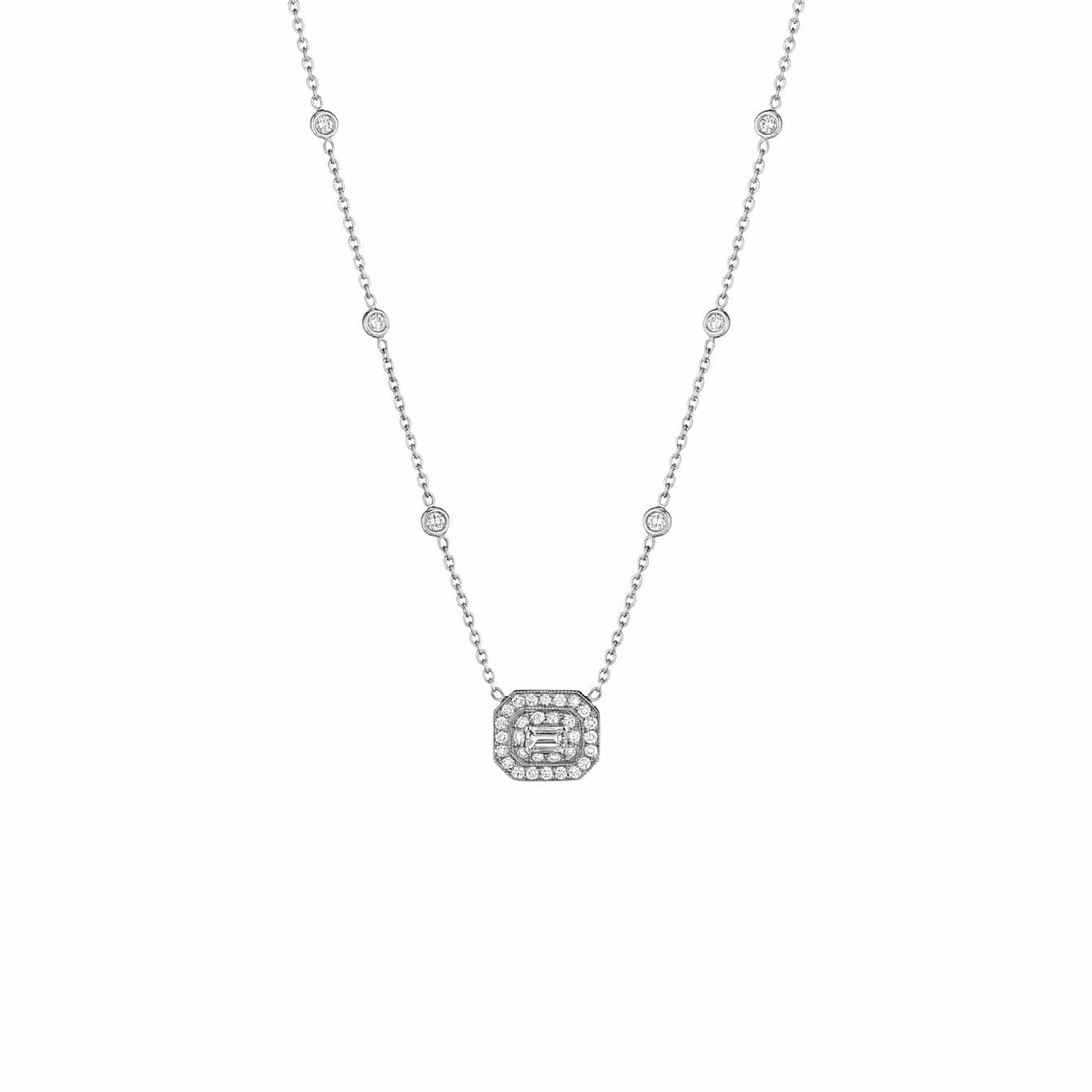 Art Deco Emerald Cut Diamond Necklace