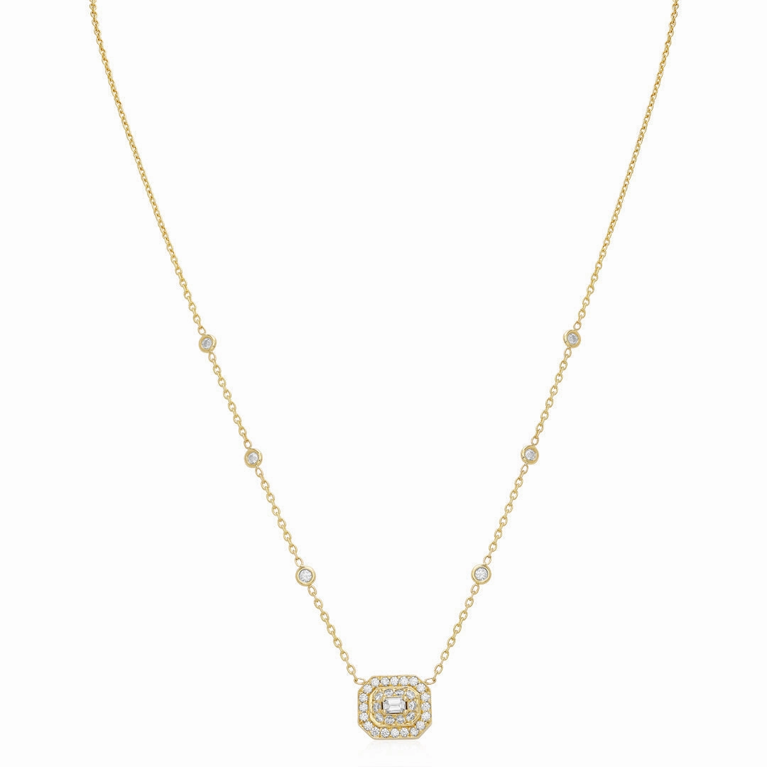 Art-Deco Emerald Cut Diamond Necklace