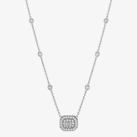 Art Deco Emerald Cut Diamond Necklace