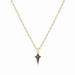 Bitcross Pav Pendant with Black Diamonds