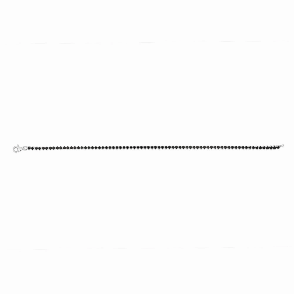 Black Spinel Tennis 19cm Bracelet in Sterling Silver Rhodium Plated