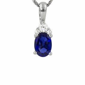 Blue Sapphire and Diamond Pendant