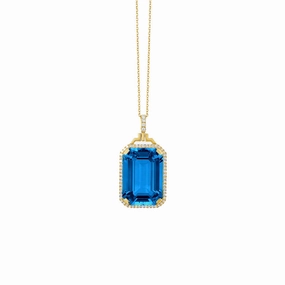 Blue Topaz and Diamond Gossip Pendant