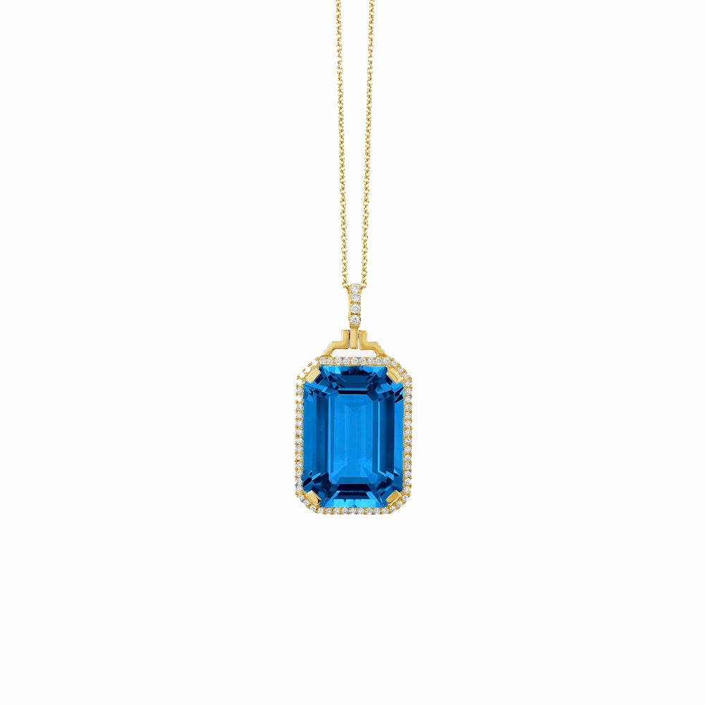 Blue Topaz and Diamond Gossip Pendant