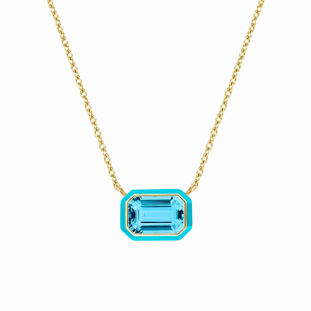 Blue Topaz Queen Pendant with Turquoise Enamel