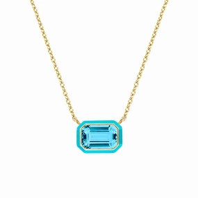 Blue Topaz Queen Pendant with Turquoise Enamel