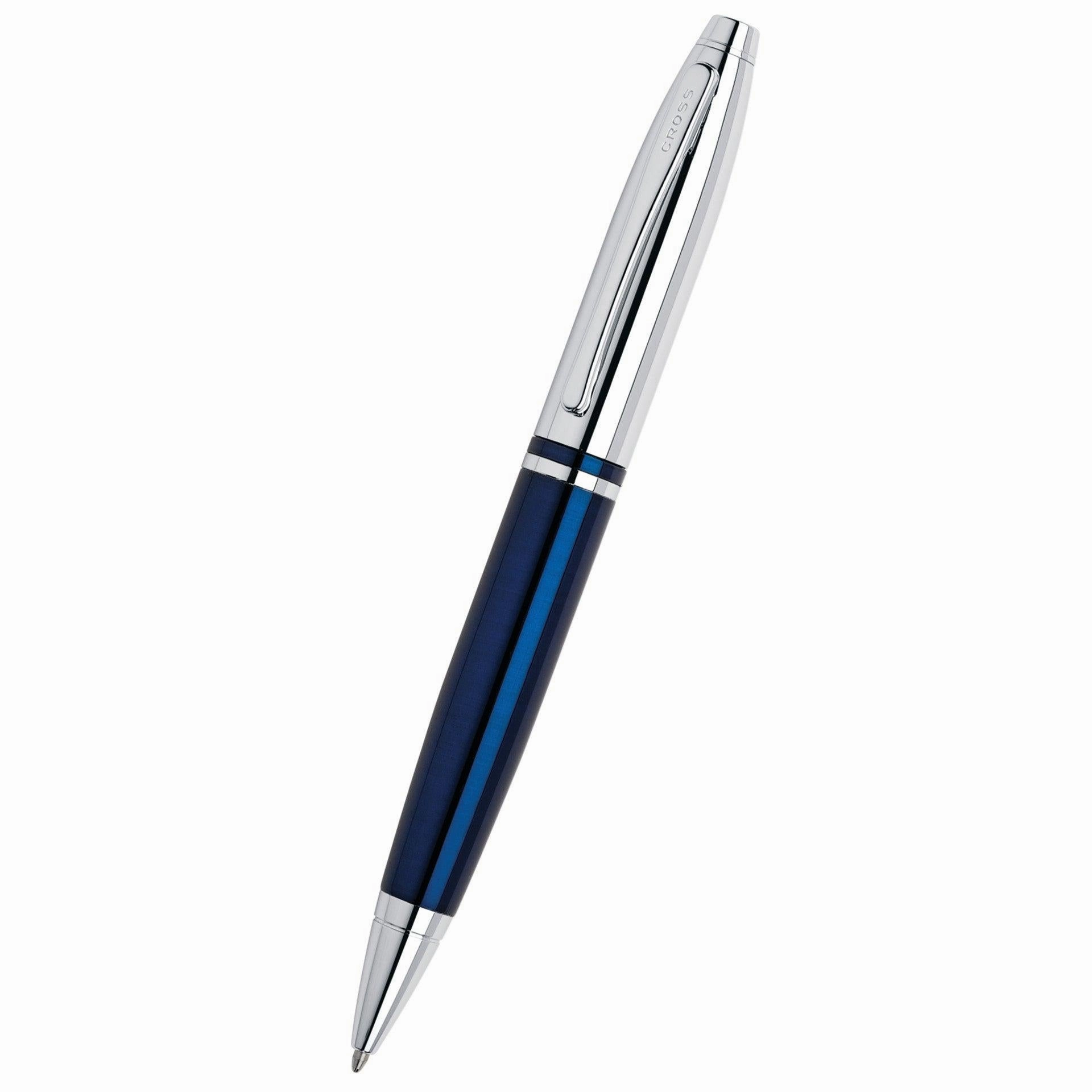 Calais Chrome & Blue Lacquer Ballpoint Pen