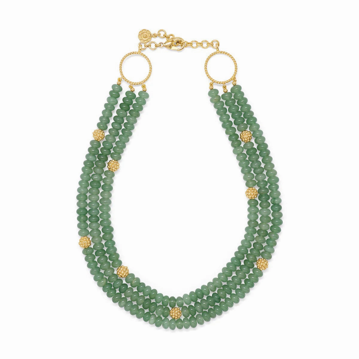 CAPUCINE DE WULF - BERRY AND BEAD TRIPLE STRAND NECKLACE MEADOW JADE