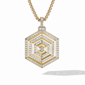 Carlyle Pendant in 18K Yellow Gold with Full Pave Diamonds