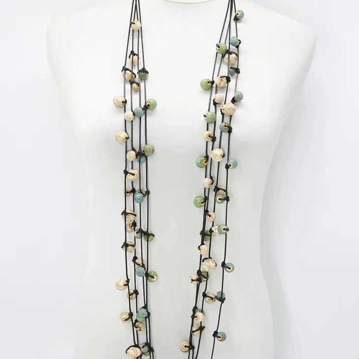 CERAMIC BEAD NECKLACE 4 STRAND