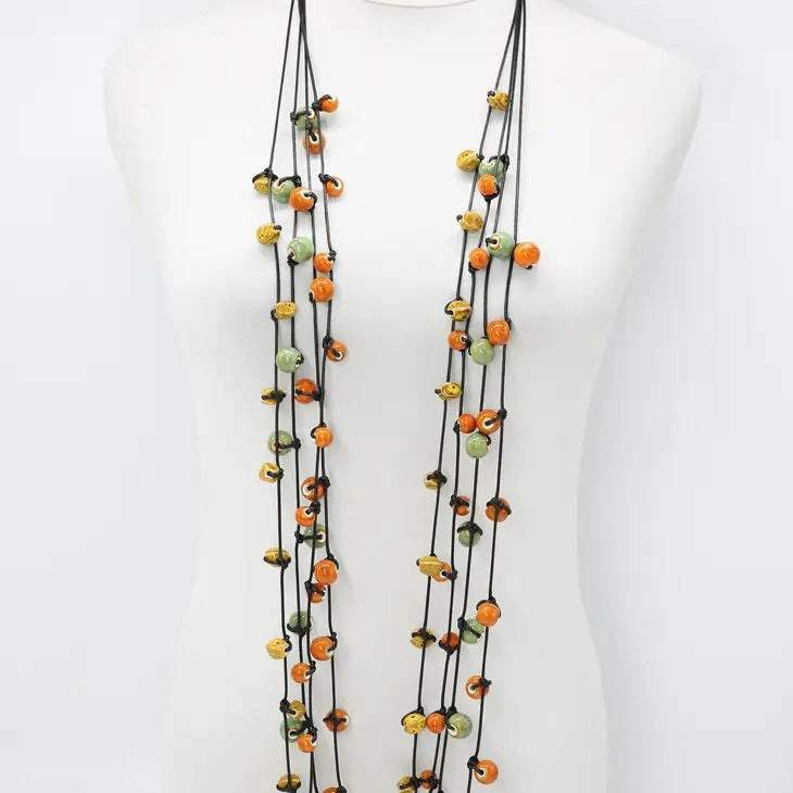 CERAMIC BEAD NECKLACE 4 STRAND