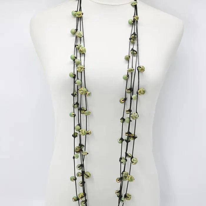 CERAMIC BEAD NECKLACE 4 STRAND