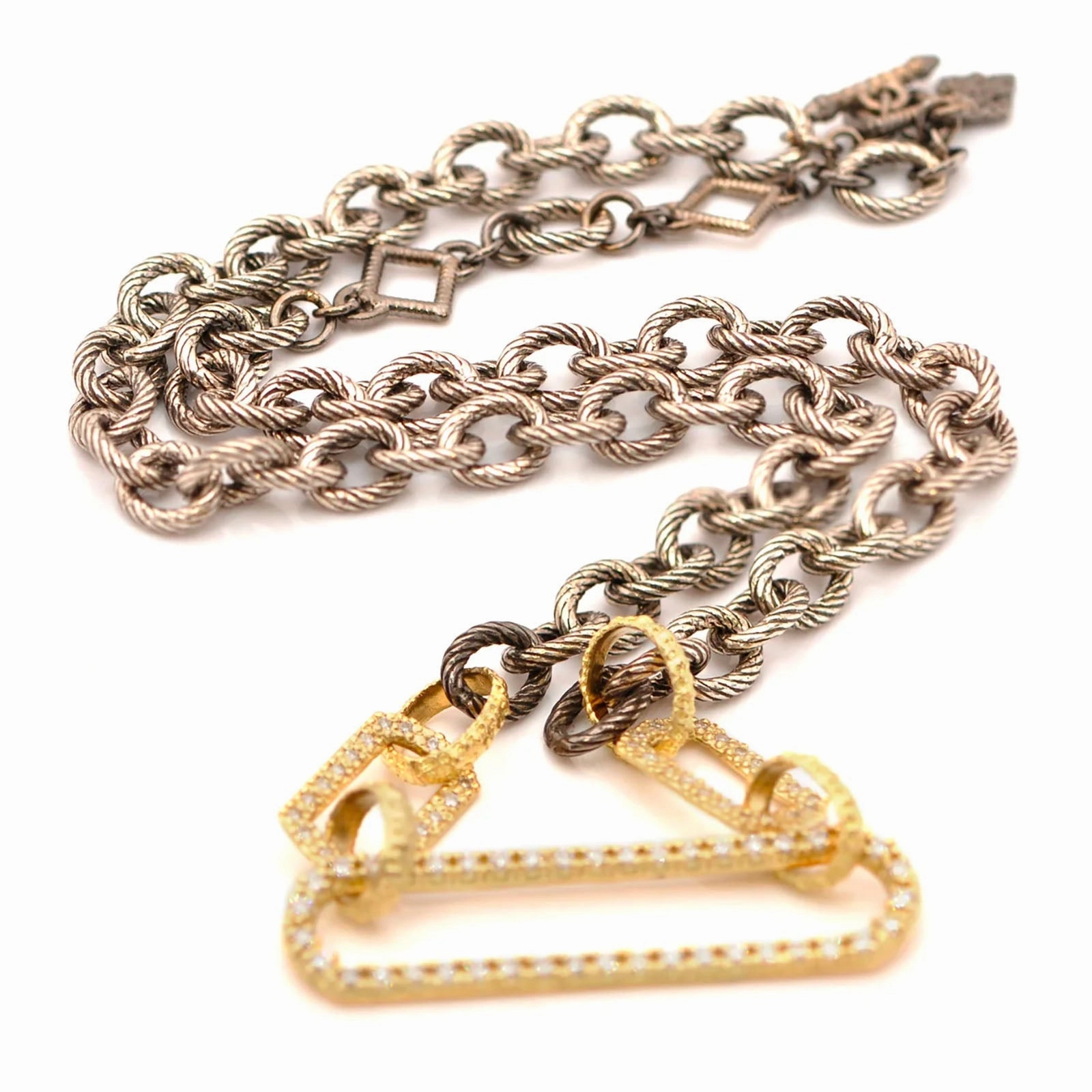 Chain Link Necklace with Pav Paperclip