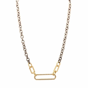 Chain Link Necklace with Pav Paperclip