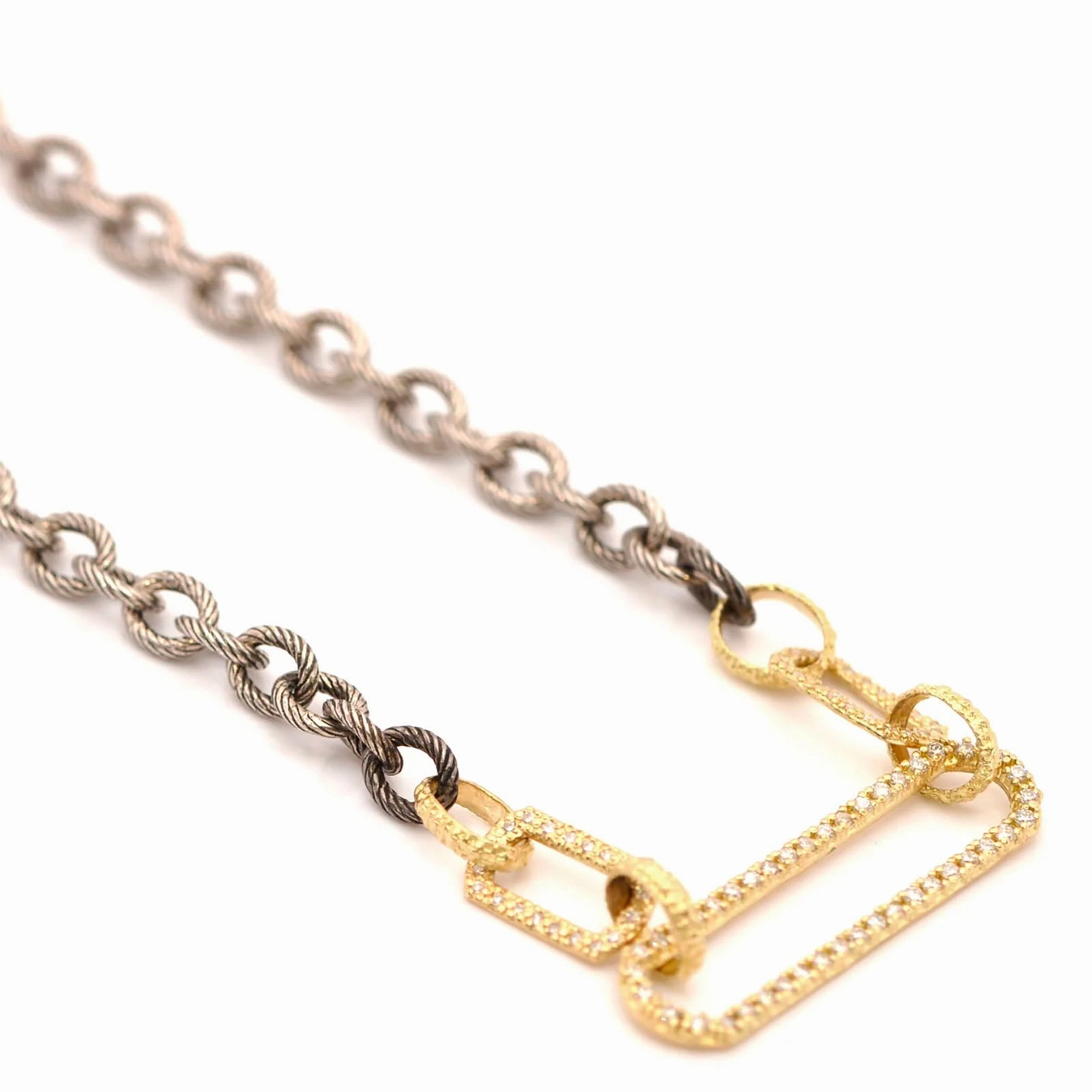 Chain Link Necklace with Pav Paperclip