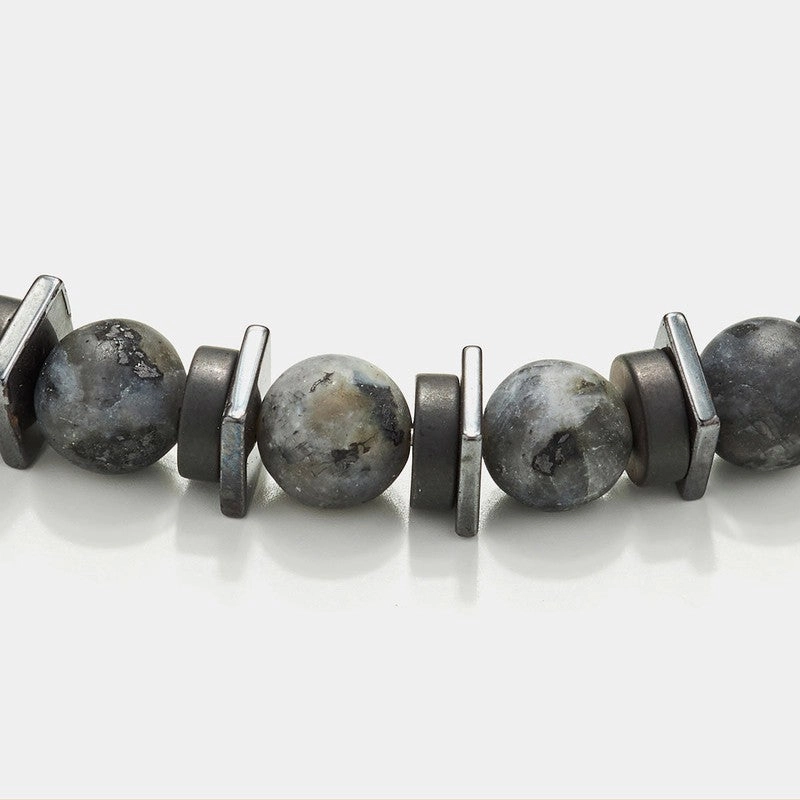 Chrysostomos Handmade Bracelet with Natural Matte Larvikite Mineral Stones