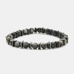 Chrysostomos Handmade Bracelet with Natural Matte Larvikite Mineral Stones