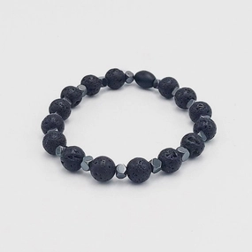Chrysostomos Handmade Bracelet with Natural Mineral Stones of Black Lava